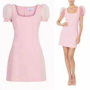 NEW LIKELY - Revolve Ari Mini Dress Sheath in Rose Shadow Dainty Puff sleeves 10